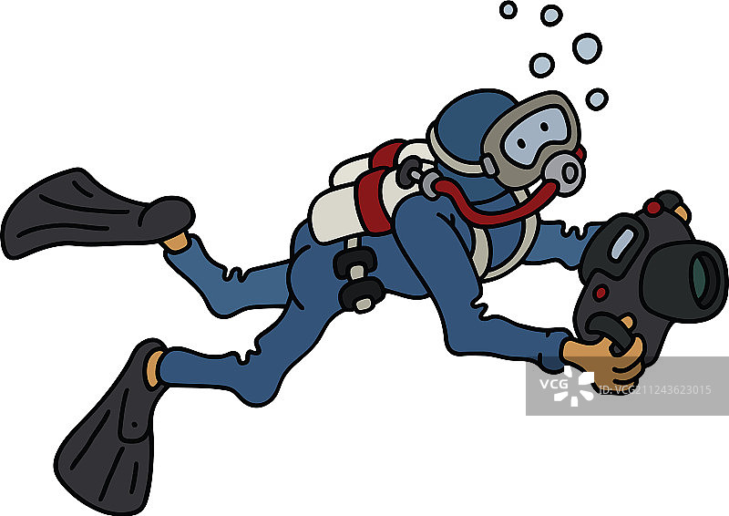 有趣的使用相机的潜水员图片素材