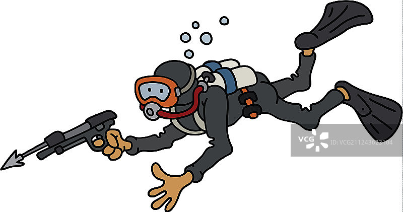 有趣的鱼叉潜水员图片素材