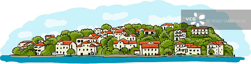 欧洲地中海城市速写图片素材