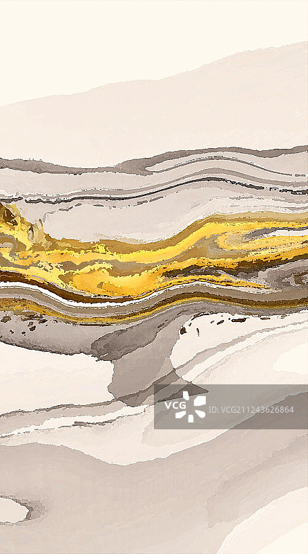 手绘中国风意境水墨山水画图片素材