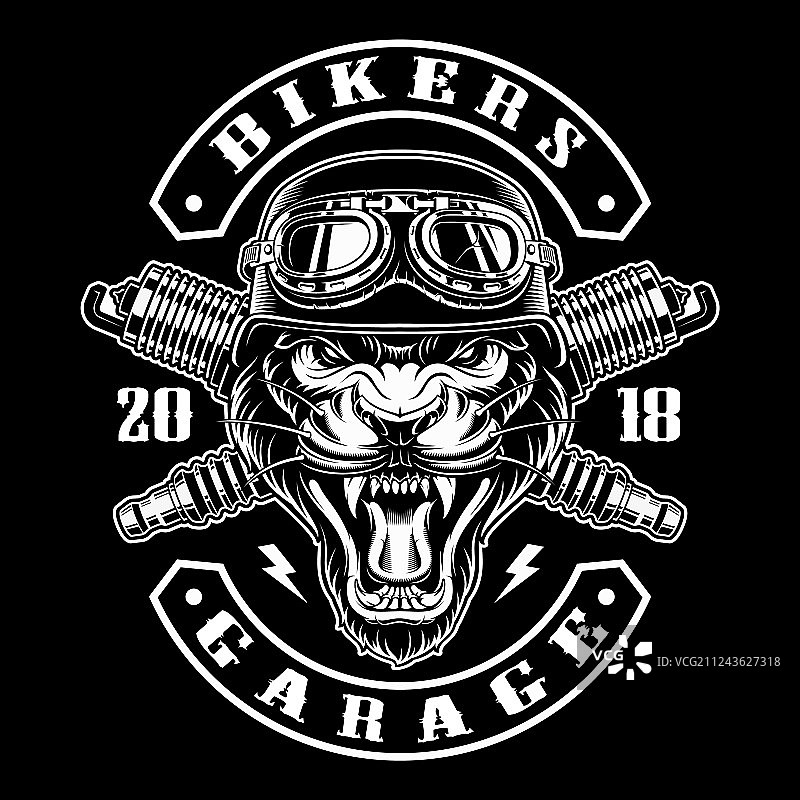 带火花塞的黑豹骑行者图片素材