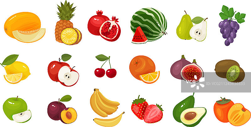 彩色水果和浆果图标图片素材