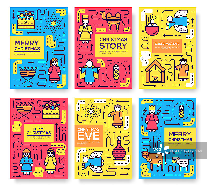 圣诞节细线小册子贺卡图片素材