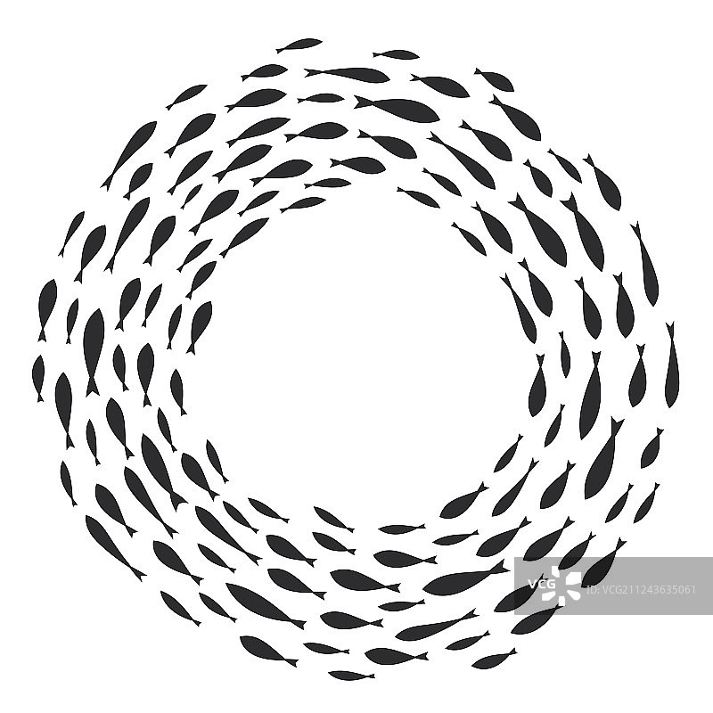 鱼群，一群剪影鱼在水中游动图片素材