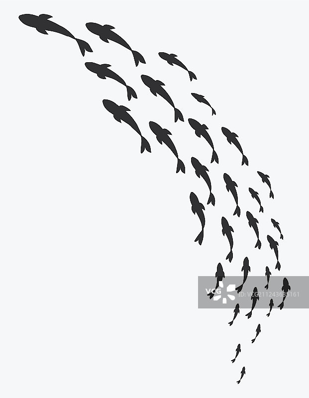 鱼群剪影图片素材