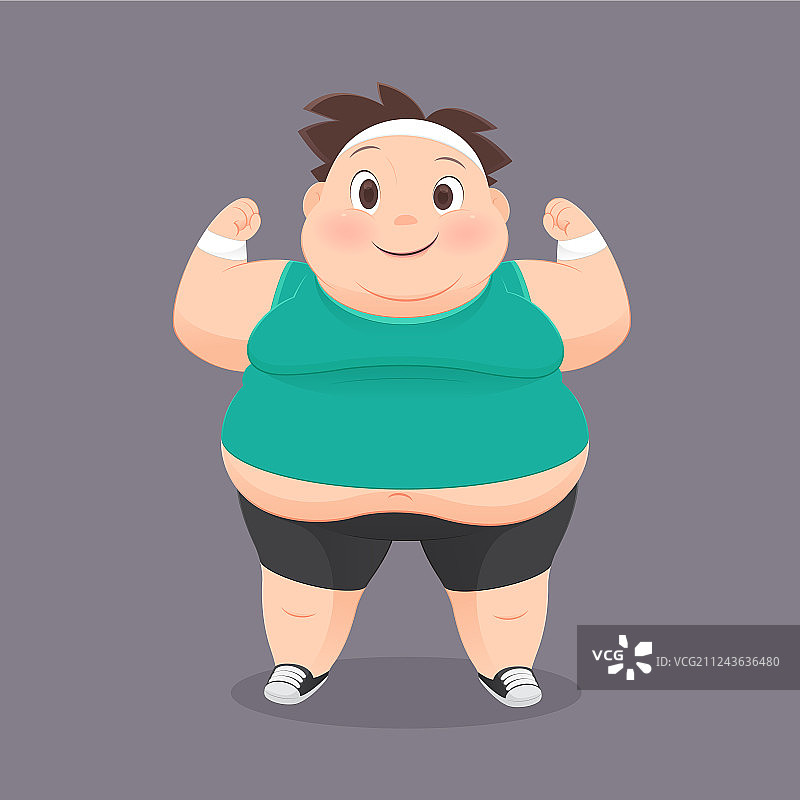 穿运动服的卡通胖男人图片素材