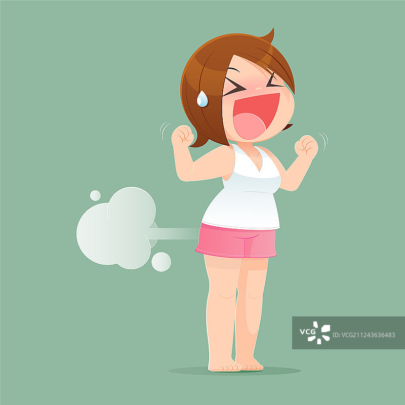 放屁的女人和空白气球图片素材