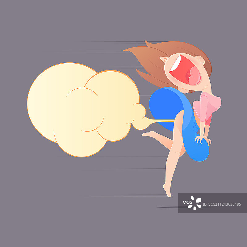 放屁的可爱女人和空白气球图片素材