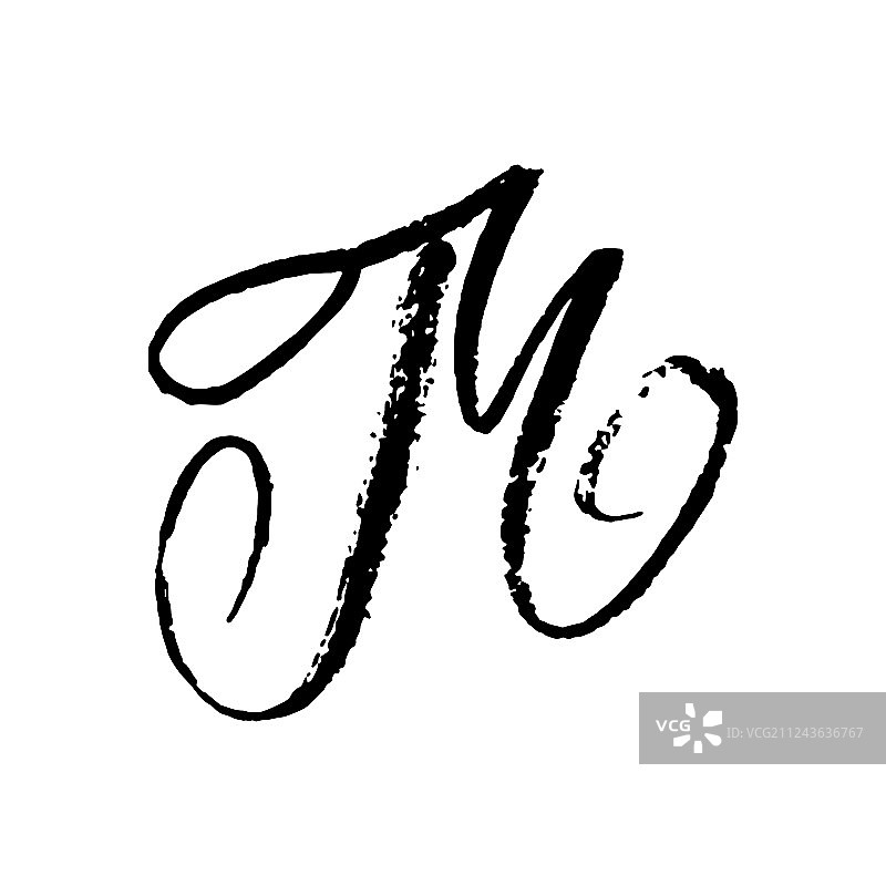 字母M手写笔刷笔触图片素材