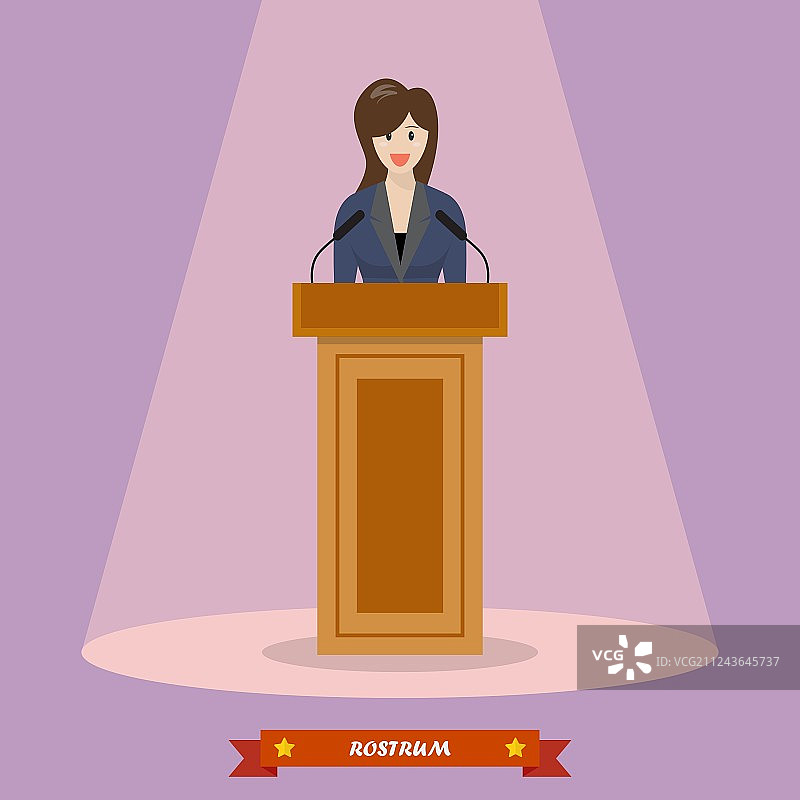 女政治人物站在讲台后图片素材