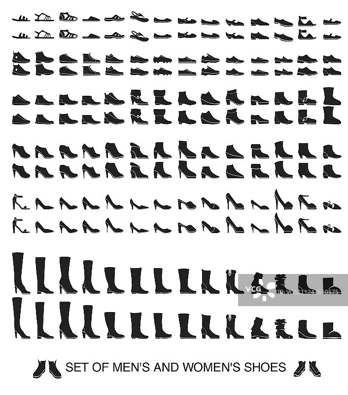 男女鞋子的独立剪影图片素材