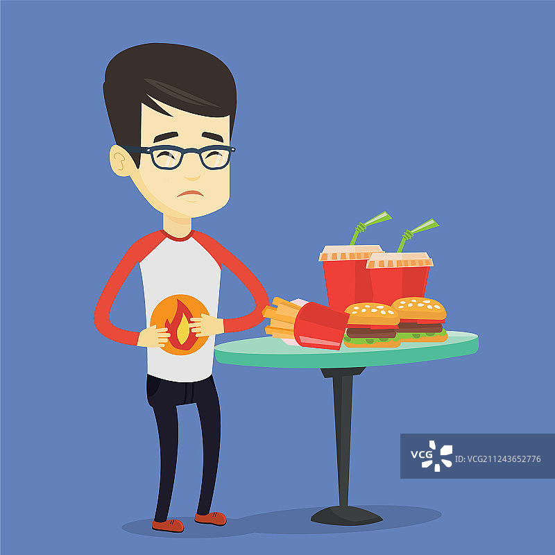 男人患有胃灼热图片素材