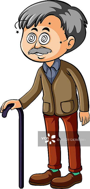 头晕眼花的老人图片素材