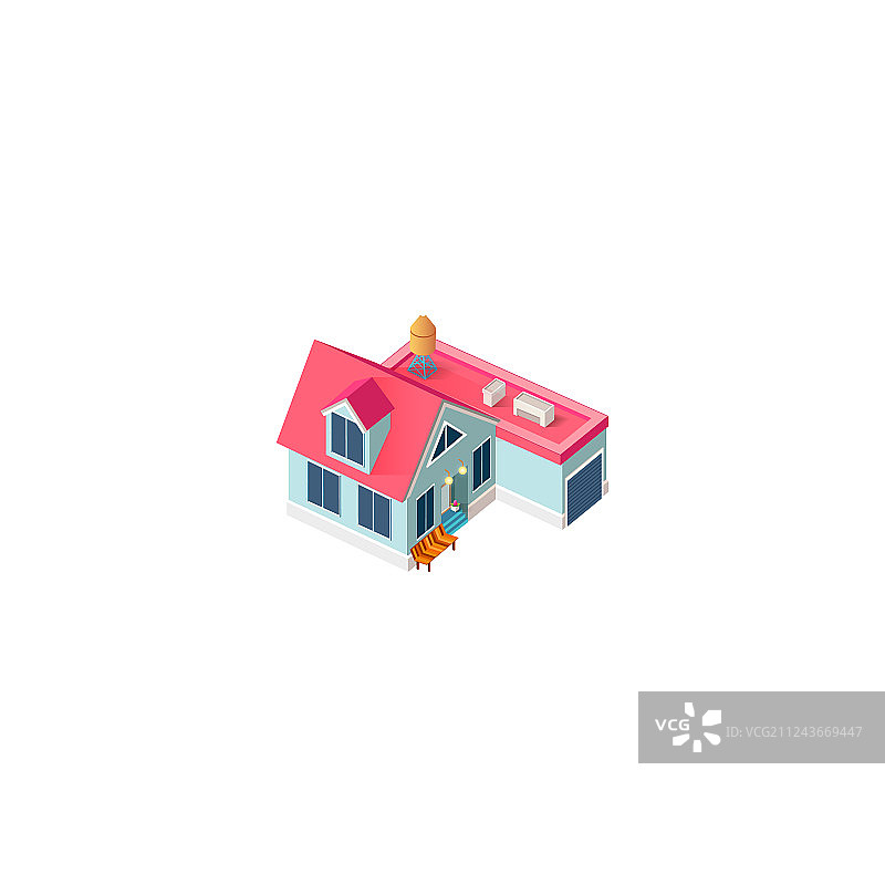 2.5D小屋建筑立面图片素材