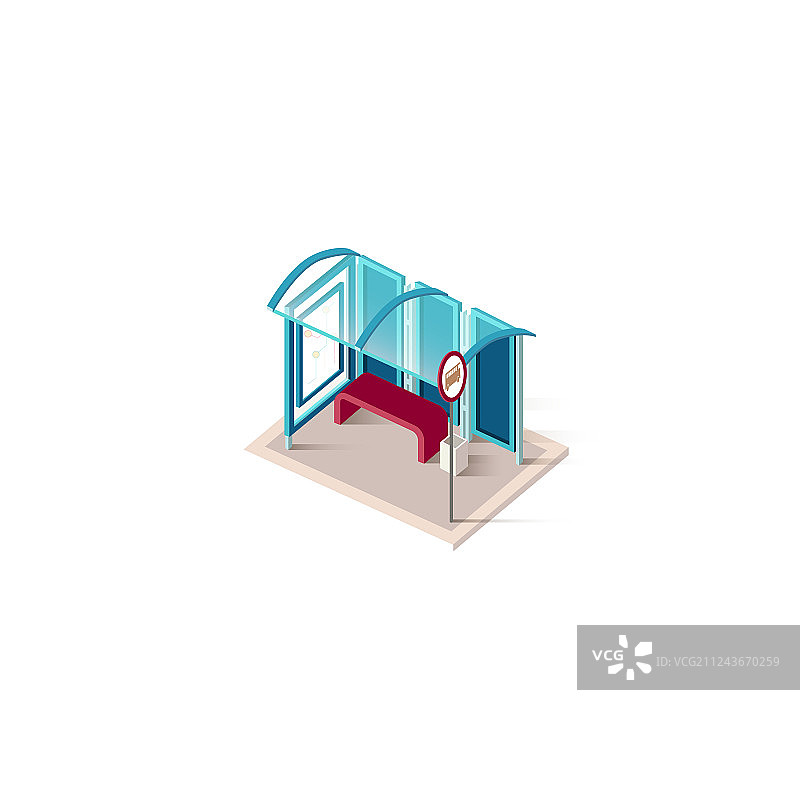 2.5D蓝色巴士站图片素材
