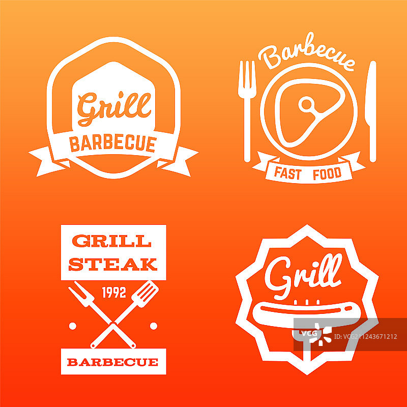 牛排烧烤店标签图片素材