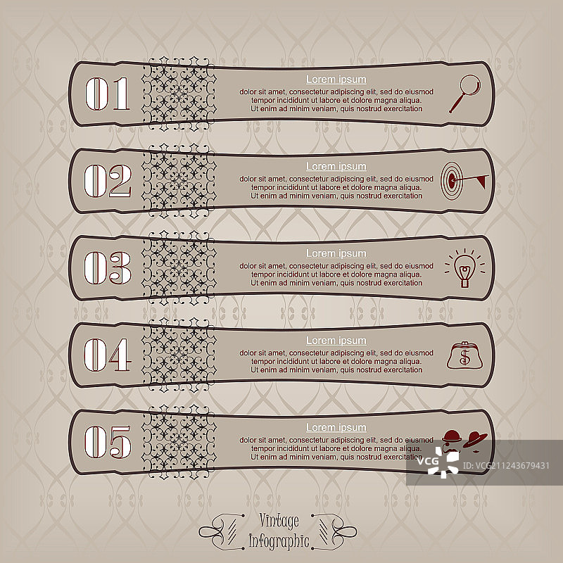 复古信息图长标签图片素材