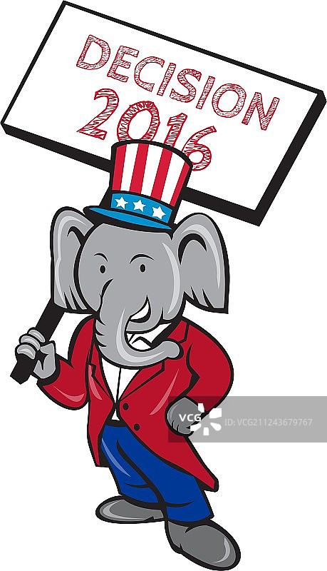 共和党大象吉祥物2016年选举标语牌图片素材