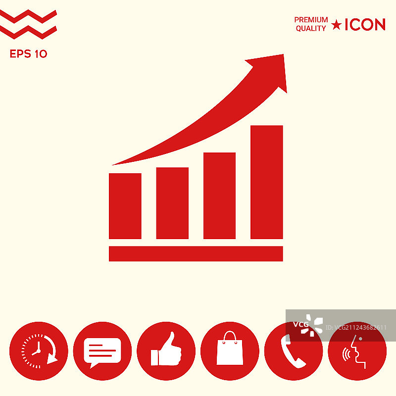 带上升箭头的增长条形图图标图片素材