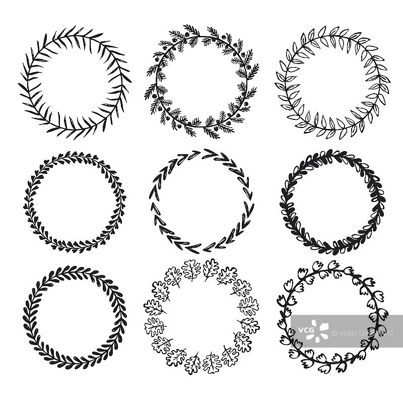 手绘花环合集图片素材