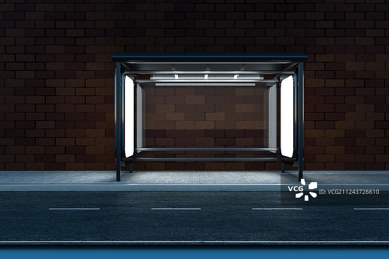 马路边的广告牌，三维渲染图片素材