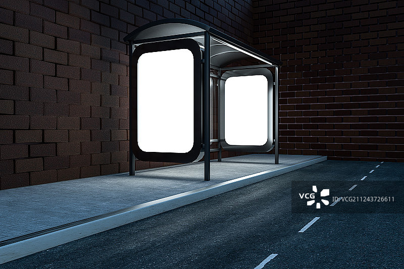 马路边的广告牌，三维渲染图片素材