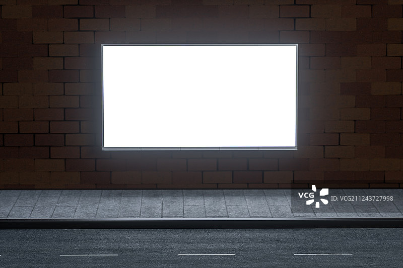 马路边的广告牌，三维渲染图片素材