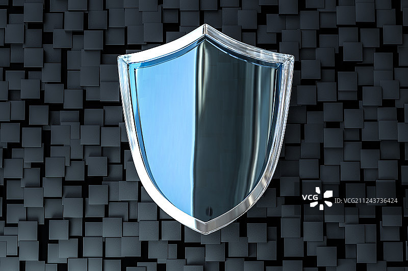 护盾与科技感背景，三维渲染图片素材
