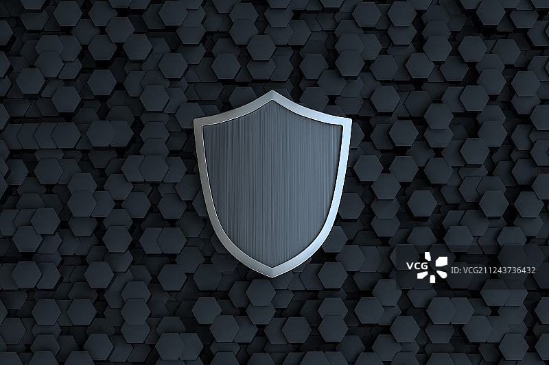 护盾与科技感背景，三维渲染图片素材