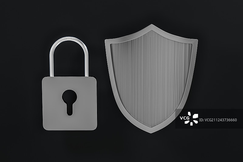 护盾与科技感背景，三维渲染图片素材