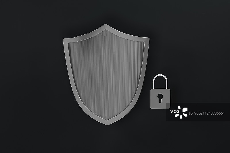 护盾与科技感背景，三维渲染图片素材