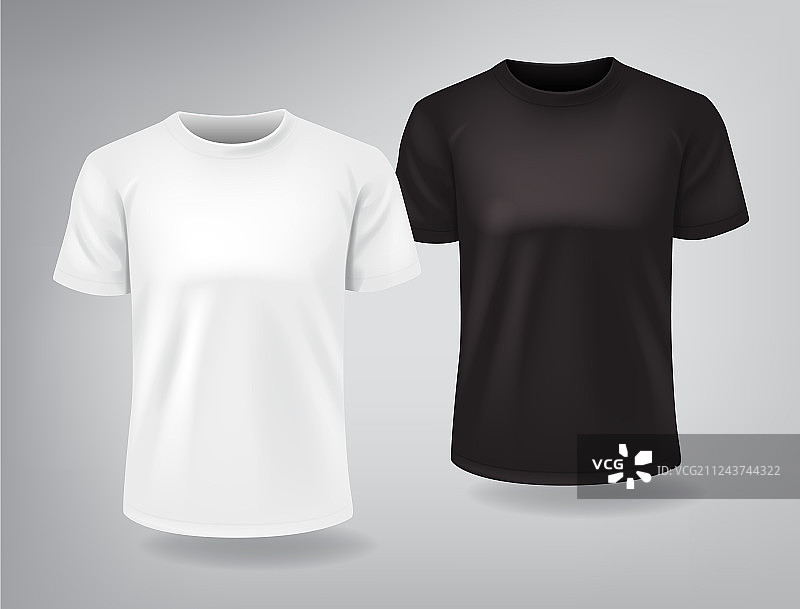 白色和黑色短袖T恤样机图片素材