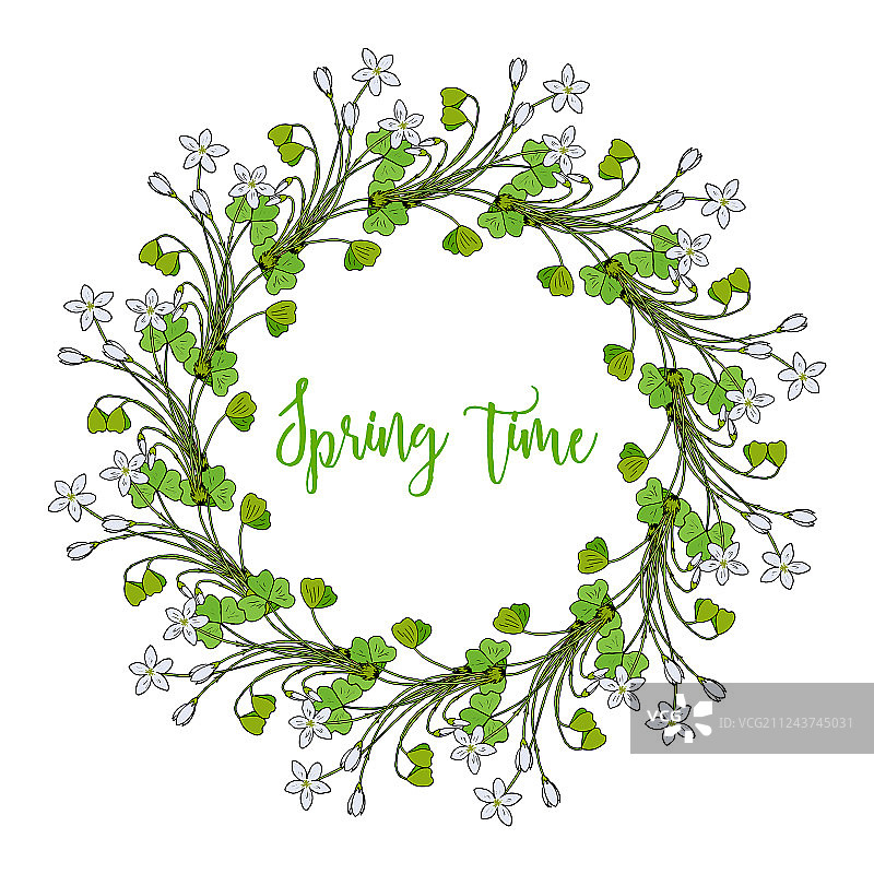 酢浆草花春季花环图片素材