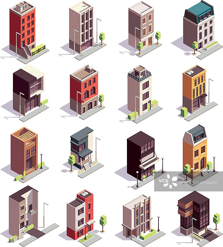 2.5D城镇住宅楼房组合图片素材