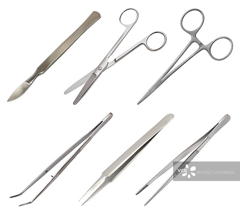 不同类型的手术器械套装图片素材