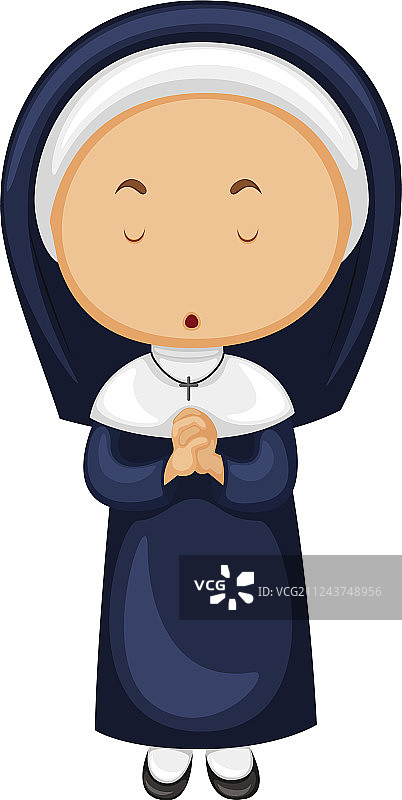 身穿蓝色服装的修女图片素材