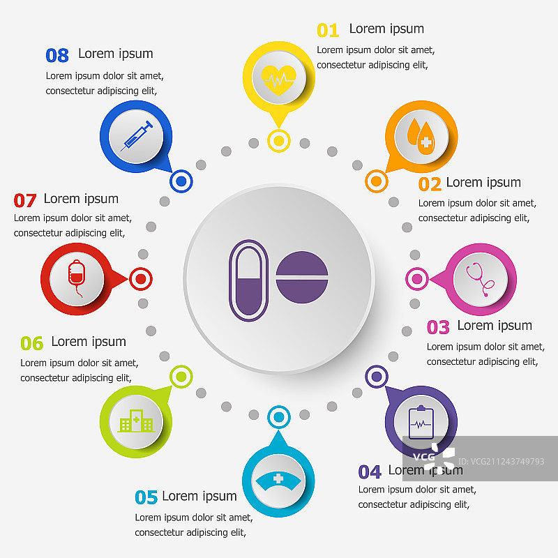 带有医疗图标的信息图模板图片素材