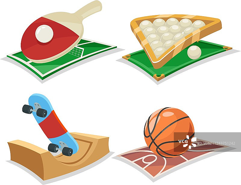 体育卡通独立图标组图片素材