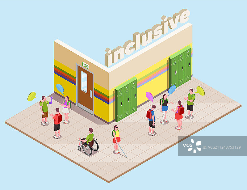 融合教育2.5D构图图片素材