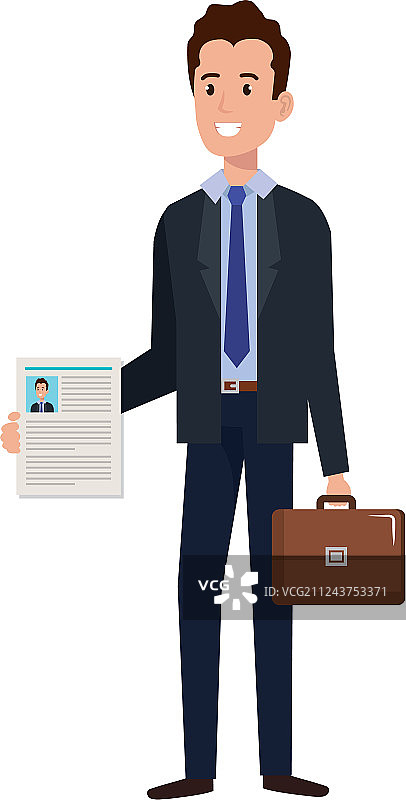 拿着简历和作品集的商人图片素材