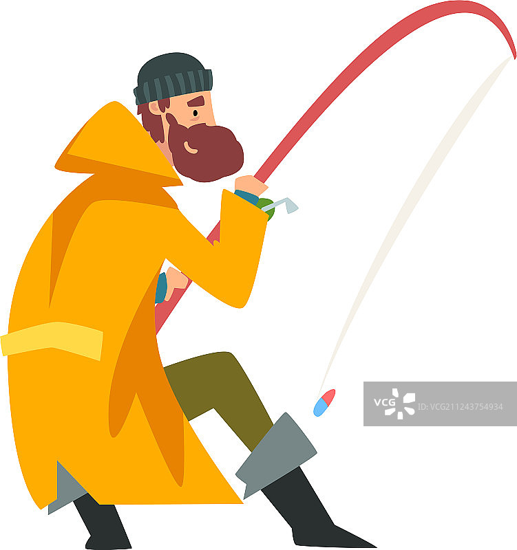 渔夫抛竿钓鱼图片素材