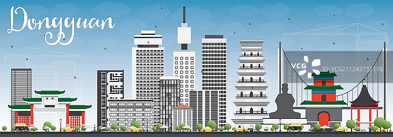 东莞城市天际线与灰色建筑图片素材