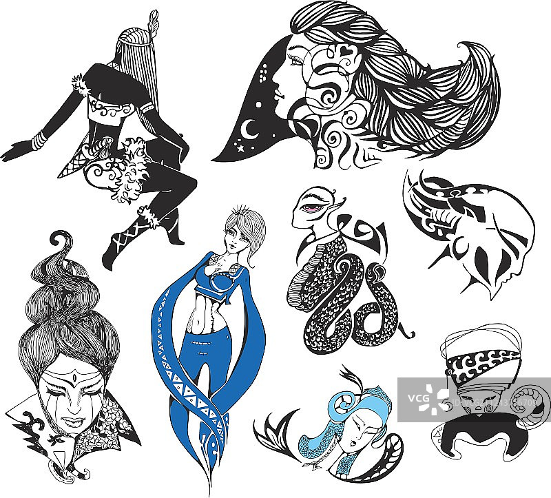 奇幻女士与纹身图案合集图片素材