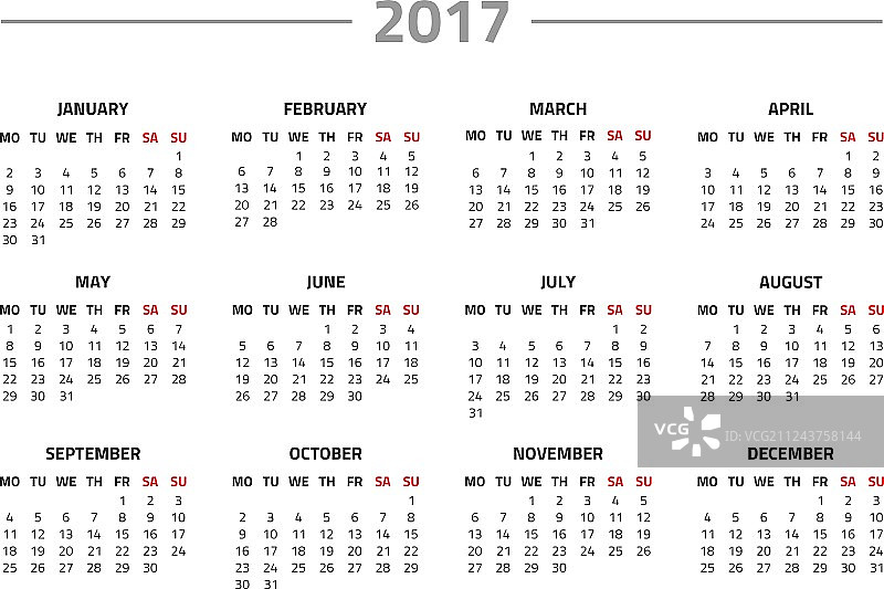 2017年日历图片素材