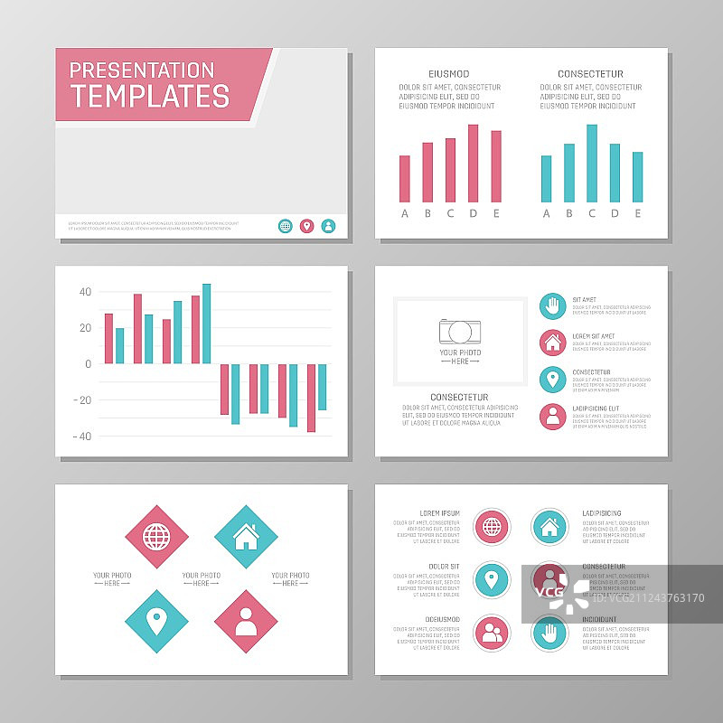 青 turquoise 色和粉红色模版合集图片素材