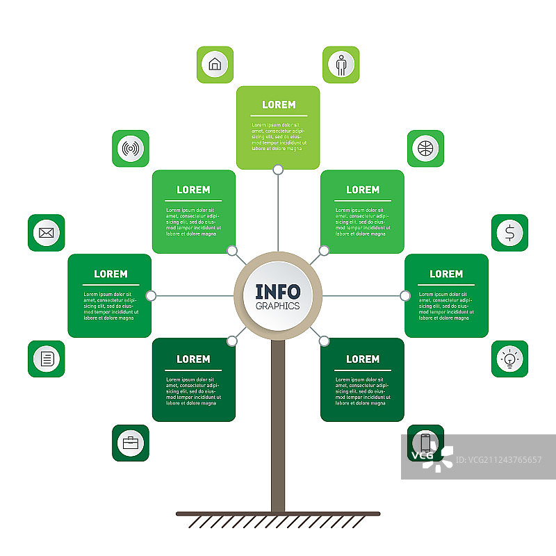 绿色时间轴信息图表树状图图片素材