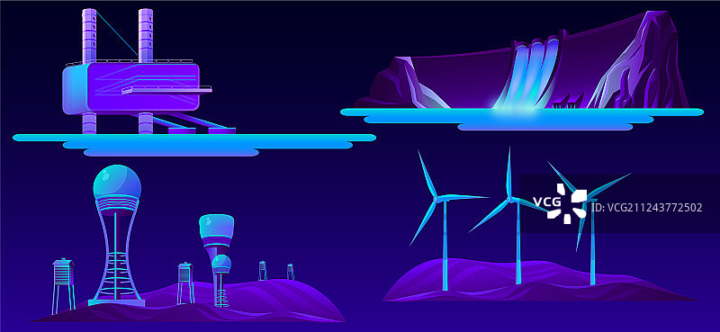 可再生能源现代资源卡通合集图片素材
