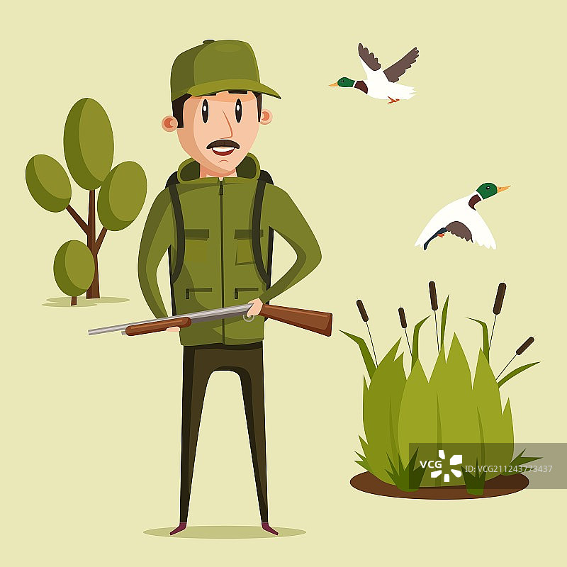 持步枪的猎人狩猎运动图片素材