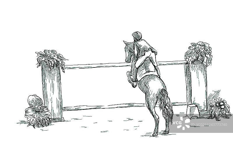 场地障碍赛手绘线条艺术图片素材
