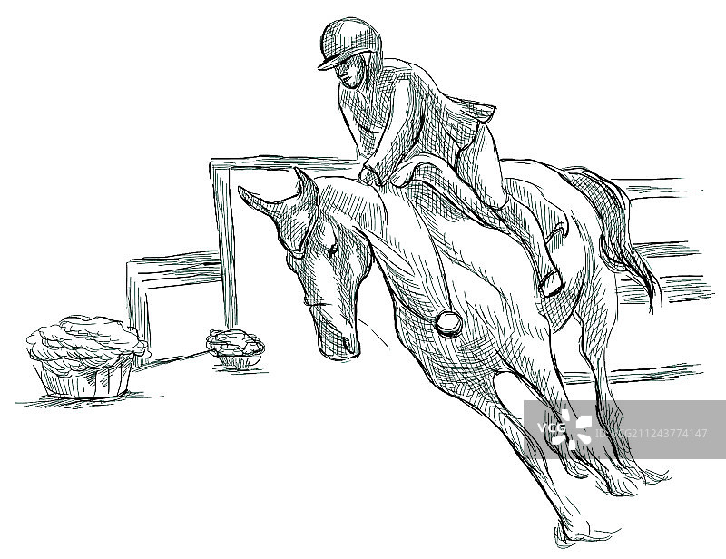 场地障碍赛手绘线条艺术图片素材